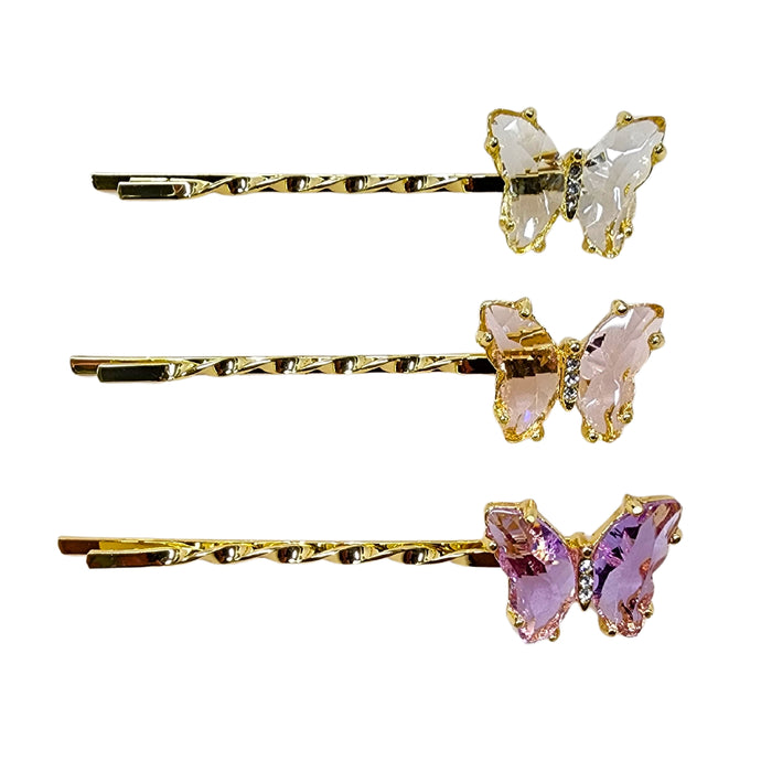 Elegant Butterfly Hair Pin Set - 3pc