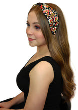 Floriated and Embroidered Wide Headband (Black Blossoms)